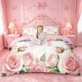 thumbnail image 1 of Catabedysis Pink Flowers ABC Print M Bedding,Personalized Monogrammed Gifts Duvet Cover Full For Girls,Pink Reversible,3pcs,1 Duvet Cover and 2 Pillowcases, 1 of 6