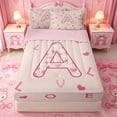 thumbnail image 1 of Catabedysis Pink Loves ABC Print A Zipper Twin Comforter Sets with Fitted Sheet and 2 Pillowcases,Personalized Monogrammed Gifts Zipper Bedding Set For Girls,Pink Reversible,4-Piece, 1 of 7