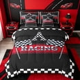 thumbnail image 1 of Catabedysis Racing Flag ABC Print A 7-Piece Twin Bedding,Personalized Monogrammed Gifts Bedding Comforter Set,Black Reversible For Boys, 1 of 7