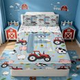 thumbnail image 1 of Catabedysis Red Cartoon Tractor Zipper Full Size Comforter Sets with Fitted Sheet and 2 Pillowcases For Boys,Farm Theme Personalized Letter F Zipper Bedding Set,Colorful Stars Reversible,4-Piece, 1 of 7