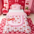 thumbnail image 1 of Catabedysis Red Cherry Pattern Twin Duvet Cover,Checkered Initial U Pattern Twin Bedding For Girls,Pink Reversible,2 Pieces,1 Duvet Cover and 1 Pillowcase, 1 of 6