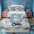 thumbnail image 1 of Catabedysis Red Tractor Letter Print Zipper Twin Comforter Sets with Fitted Sheet and 2 Pillowcases For Boys,Cute Farm Animal Monogrammed B Zipper Bedding Set,Colorful Stars Reversible,4 Pieces, 1 of 7