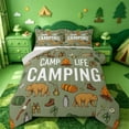 thumbnail image 1 of Catabedysis Retro Camping Full Size Comforter Sets,Camp Life Print Bedding Comforter Set For Boys,Green,Light Gray Reversible,3 Pieces,1 Comforter and 2 Pillowcases, 1 of 7