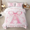 thumbnail image 1 of Catabedysis Ribbon Abc Print A Quilt Full,Personalized Monogrammed Gifts Full Bedspread Sets For Girls,3 Pieces, 1 of 7