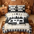thumbnail image 1 of Catabedysis Rustic Camping 7-Piece Twin Bedding,Camper Print Bedding Comforter Set For Boys,Multicolor,Black Reversible, 1 of 7