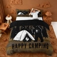 thumbnail image 1 of Catabedysis Rustic Camping Bedding,Bear Tent Print Duvet Cover Full For Boys,Brown Black,Black Reversible,3 Pieces,1 Duvet Cover and 2 Pillowcases, 1 of 6