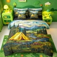 thumbnail image 1 of Catabedysis Stained Glass Camping 7-Piece Twin Bedding,Rustic Bohemian Style Bedding Comforter Set For Boys,Multicolor,Black Reversible, 1 of 7