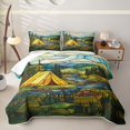 thumbnail image 1 of Catabedysis Stained Glass Camping Twin Quilt Set,Rustic Bohemian Style Twin Coverlet Set For Boys,Multicolor,2 Pieces, 1 of 7