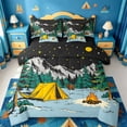 thumbnail image 1 of Catabedysis Starry Camping 7-Piece Twin Bedding,Bear Tent Print Bedding Comforter Set For Boys,Multicolor,Black Reversible, 1 of 7