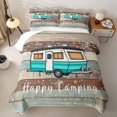 thumbnail image 1 of Catabedysis Teal Camper Print Quilt King,Retro Camping Rv King Coverlet Set For Boys,Multicolor,3 Pieces, 1 of 7