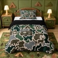 thumbnail image 1 of Catabedysis Vintage Camouflage Camper Twin Comforter Sets,Wild Animal Deer Bear Bedding Set For Boys,Green Grey,Black Reversible,2-Piece,1 Comforter and 1 Pillowcase, 1 of 7