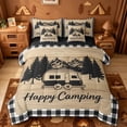 thumbnail image 1 of Catabedysis Vintage Plaid Camping 7-Piece Twin Bedding,Camper Silhouette Print Bedding Comforter Set For Boys,Multicolor,Black Reversible, 1 of 7