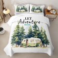 thumbnail image 1 of Catabedysis Watercolor Modern Camping Quilt King,3D Camper Print King Coverlet Set For Boys,Multicolor,3 Pieces, 1 of 7
