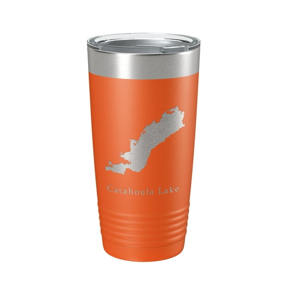 Catahoula Lake Map Tumbler Travel Mug Insulated Laser Engraved Coffee Cup Louisiana 20 oz Orange