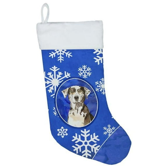 Catahoula Leopard Dog Winter Snowflakes Christmas Stocking