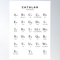Catalan Alphabet Language Learning Chart - White Poster Wall Art, Modern Wall Decor For Living Room Bedroom, 24x36 UNFRAMED