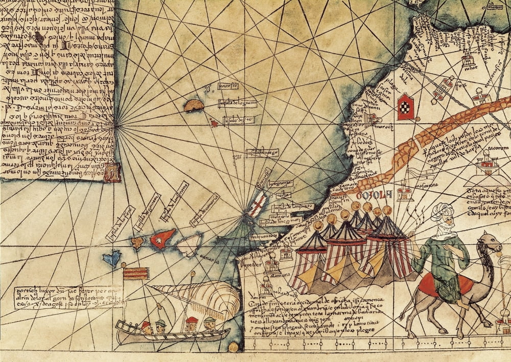 Catalan Atlas Of Abraham And Jafuda Cresques (1375) Canvas Art - (36 x 24)