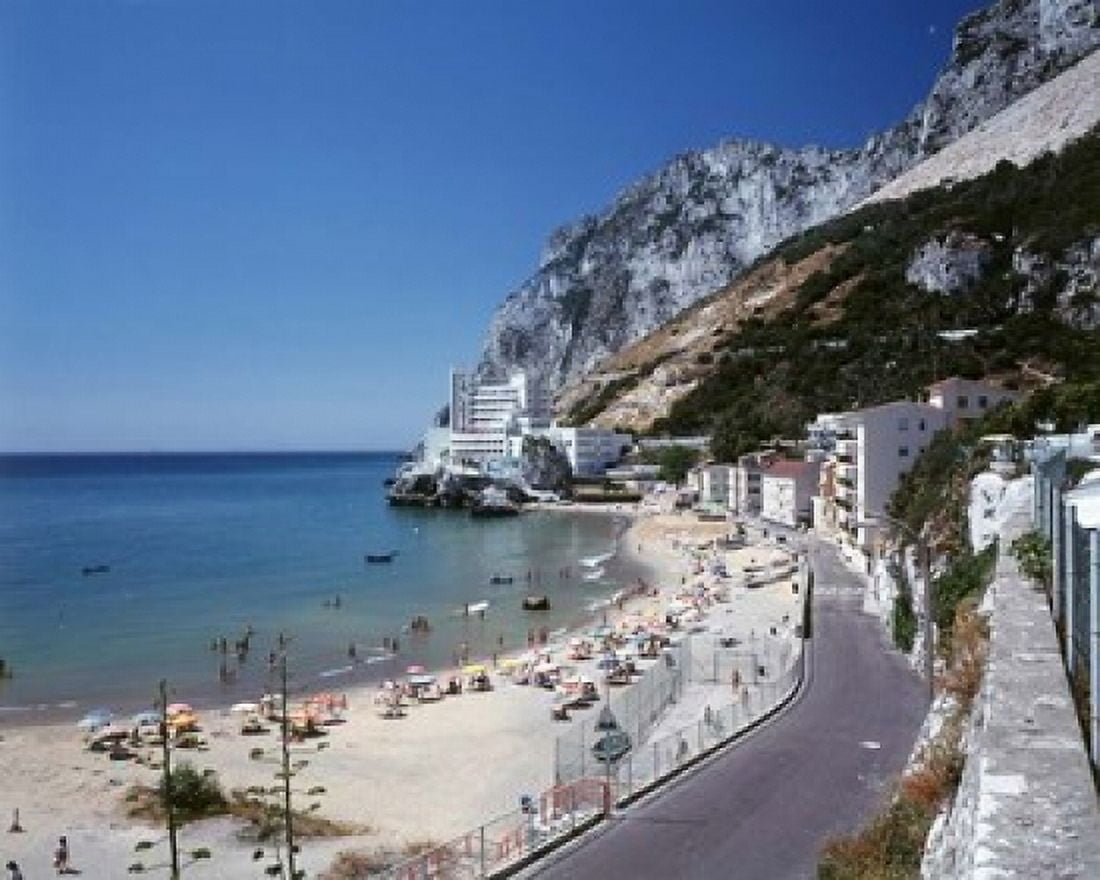 Catalan Bay Gibraltar Spain Canvas Art - Walter Bibikow DanitaDelimont (32 x 25)