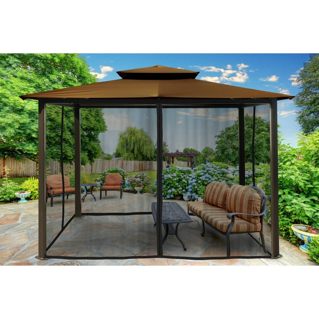 Catalina 10' x 12' Gazebo with Cocoa Roof and Mosquito Netting