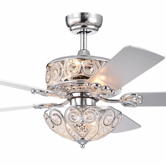Catalina Chrome-Finish 5-blade 52-inch Crystal Ceiling Fan (Includes Remote and Light Kit)