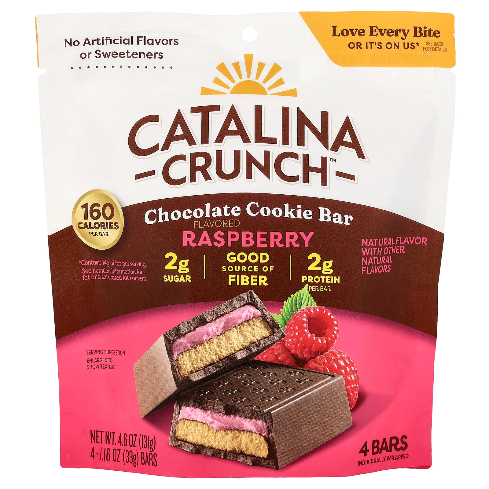 Catalina Crunch Chocolate with Raspberry Flavor Cookie Bar, 4-1.16 oz Bars