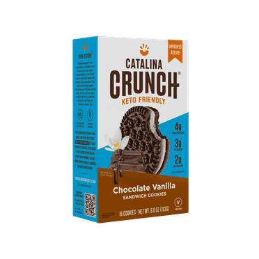 Catalina Crunch Chocolate Vanilla Keto Sandwich Cookies, 6.8 Ounces Shelf-Stable Box