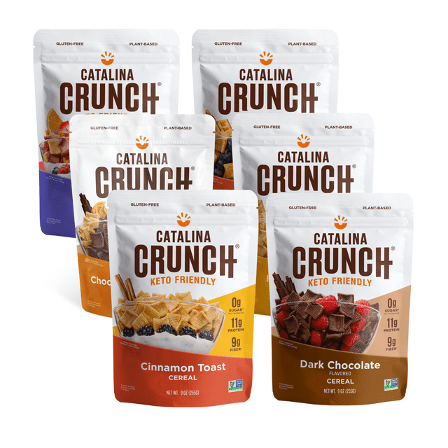 Catalina Crunch Keto Cereal Variety Pack (6 Flavors), 9oz Bags | Low Carb, Zero Sugar, Gluten Free, Fiber | Keto Snacks, Vegan Snacks, Protein Snacks | Keto Friendly Foods