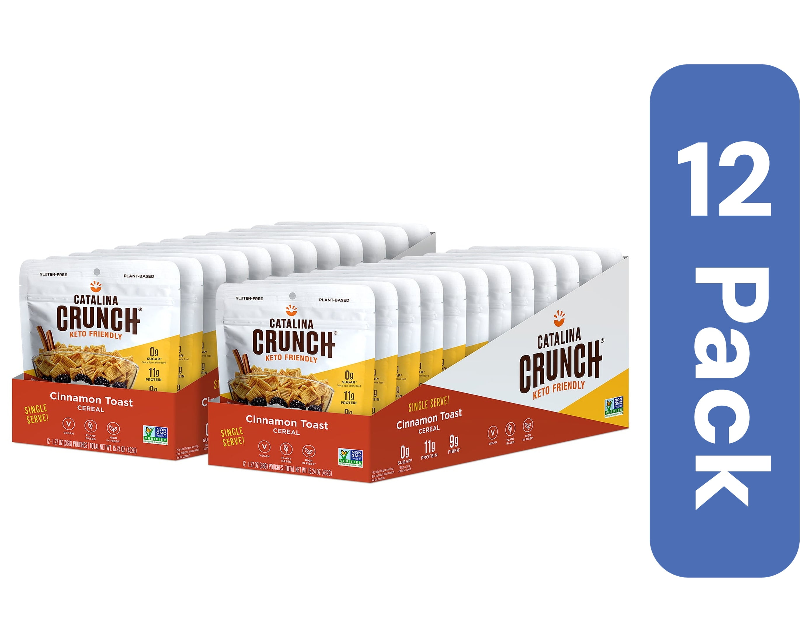 Catalina Crunch Keto Cinnamon Toast Cereal 1.27 oz Pack of 12