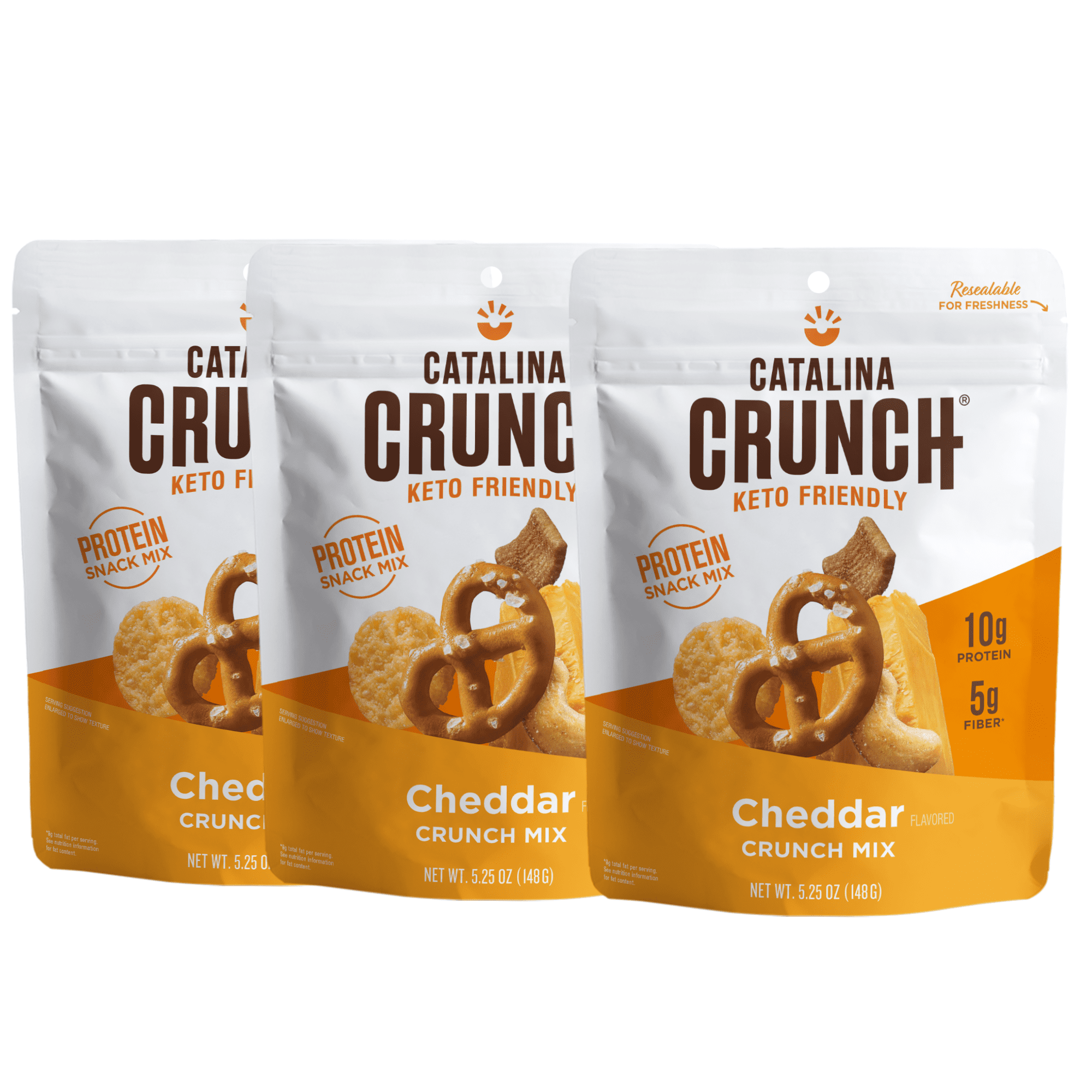 Catalina Crunch Mix Cheddar Keto Snack Mix | Keto Friendly, Low Carb, Protein Snacks, 5.25 Oz (Pack Of 3)