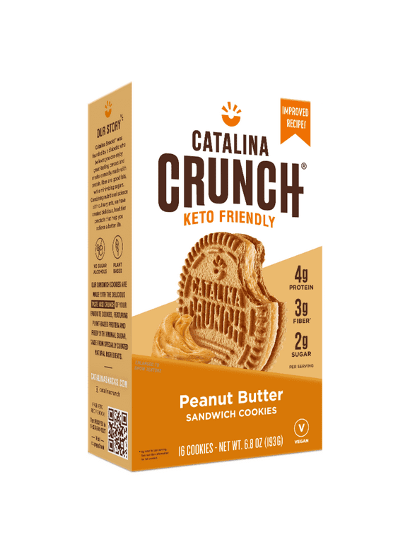 Catalina Crunch Peanut Butter Keto Sandwich Cookies 6.8oz Shelf-Stable Box