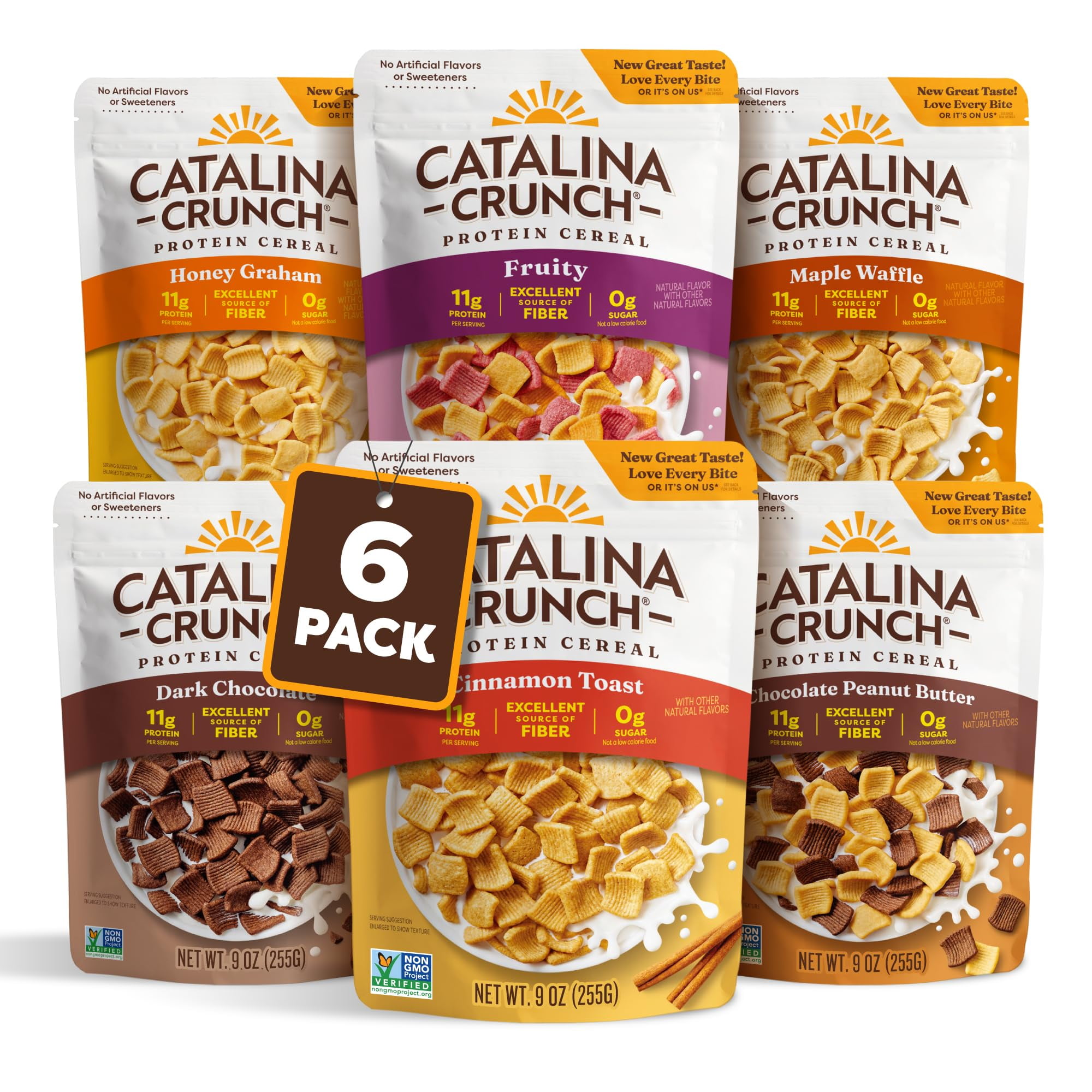 Catalina Crunch ProteinTRDNCereal | Sugar Free Breakfast Cereal with 11g of Protein | Gluten Free, Keto Friendly | Variety Pack 6 Flavors (Pack of 6) - Packaging May Vary