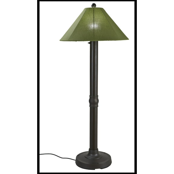 Catalina Floor Lamp 65687 with 3" bronze body and spectrum cilantro Sunbrella shade fabric