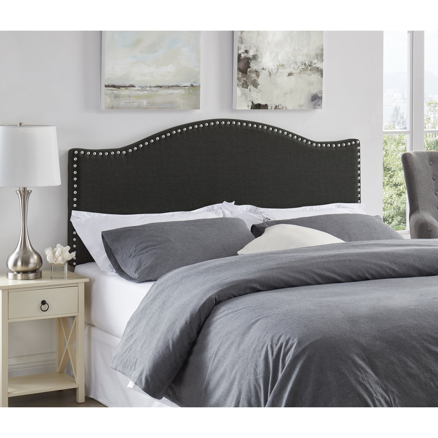 Catalina Headboards for Full Size Bed, Upholstered Nail Head Bed
