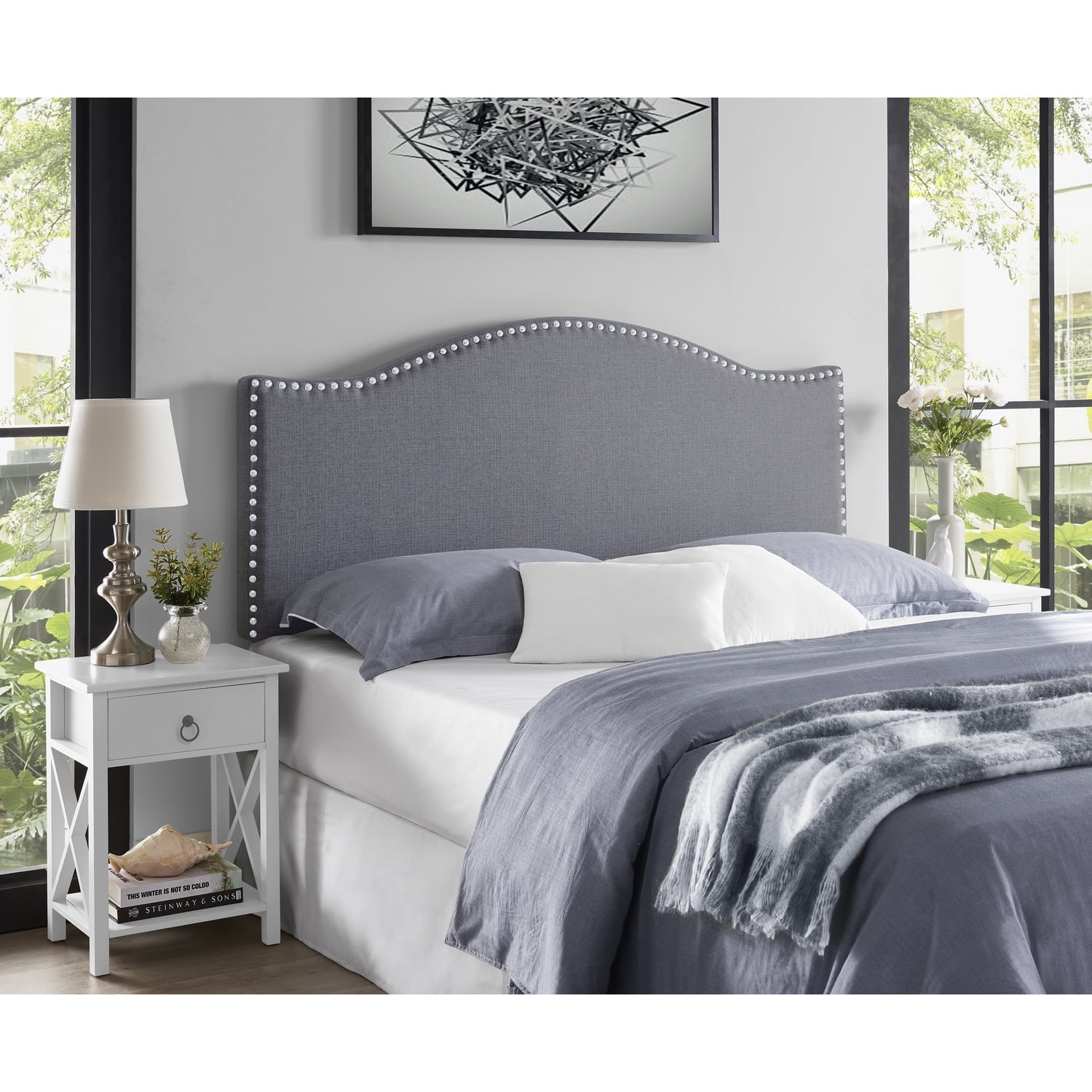 Catalina Headboards for Full Size Bed, Upholstered Nail Head Bed