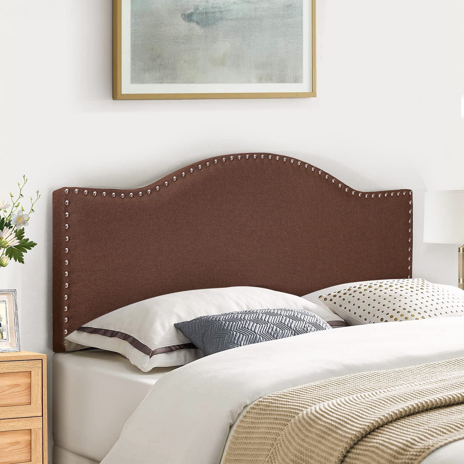 Catalina Headboards for Queen Size Bed, Upholstered Nail Head Bed ...
