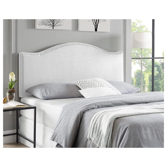 Catalina Headboards for Queen Size Bed, Upholstered Nail Head Bed Headboard, 12 Adjustable Positions Queen Headboard , Wall Mounted Headboard, Bed Backboard Linen Fabric Head Board - White