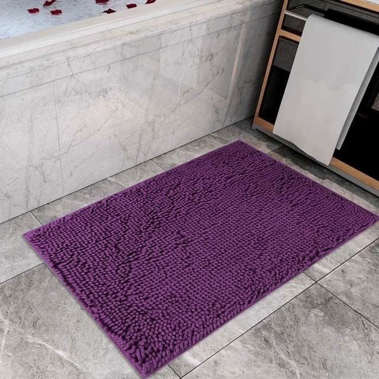 Catalina Home Chenille Bath Rug 24 x 36 in (Purple) 100 Polyester Easy