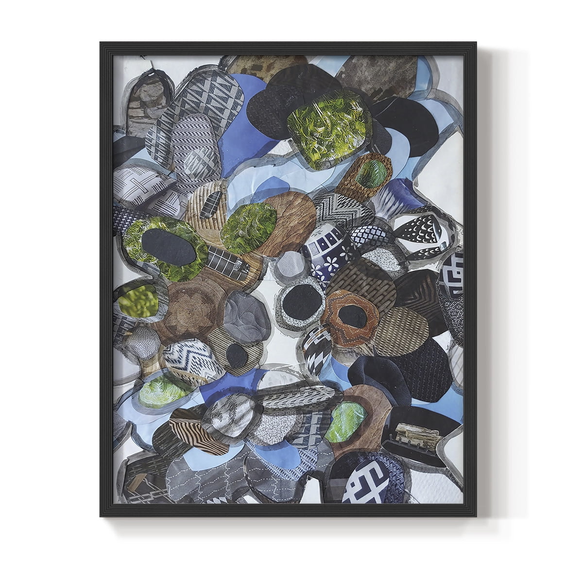 Catalina Island Blue Glass Framed Print in Black Solid Wood Framed Print No Nail Hanging