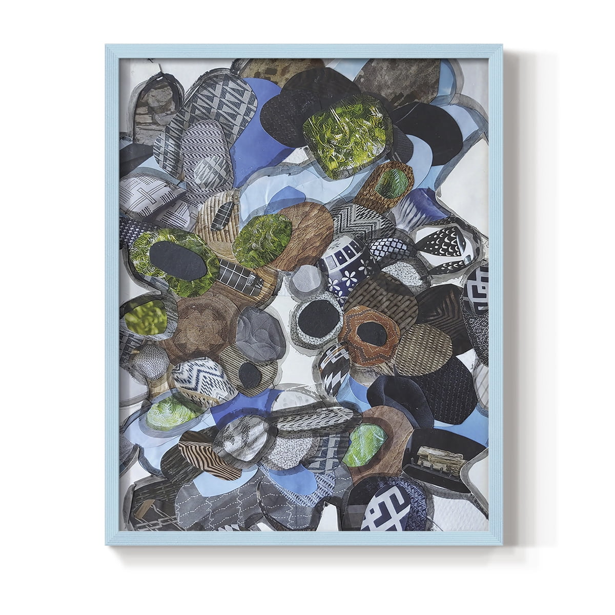 Catalina Island Blue Glass Framed Print in Blue Solid Wood Framed Print No Nail Hanging