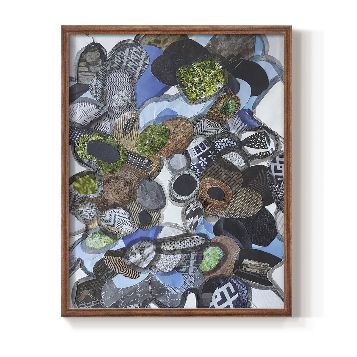 Catalina Island Blue Glass Framed Print in Brown Solid Wood Framed Print No Nail Hanging