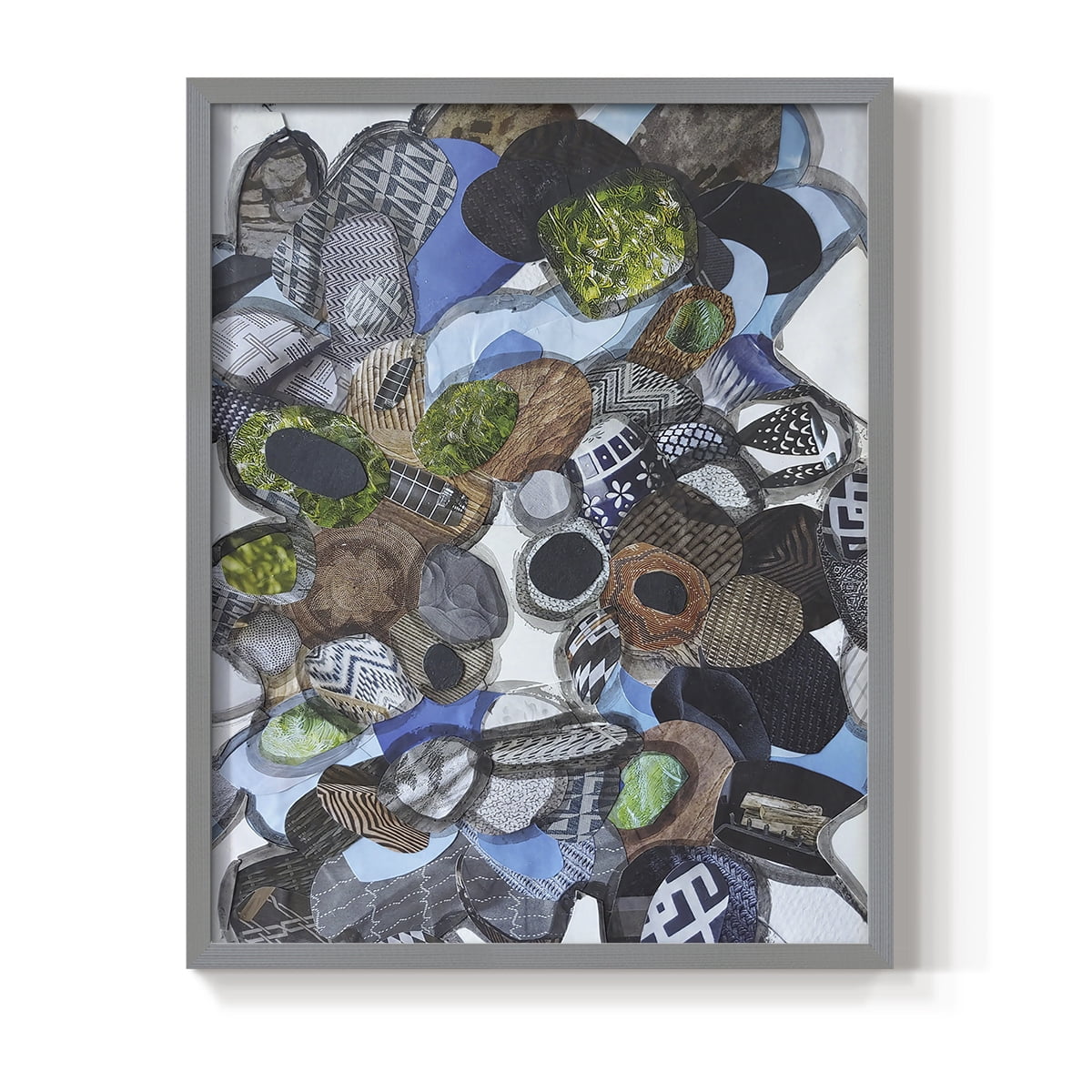 Catalina Island Blue Glass Framed Print in Gray Solid Wood Framed Print No Nail Hanging