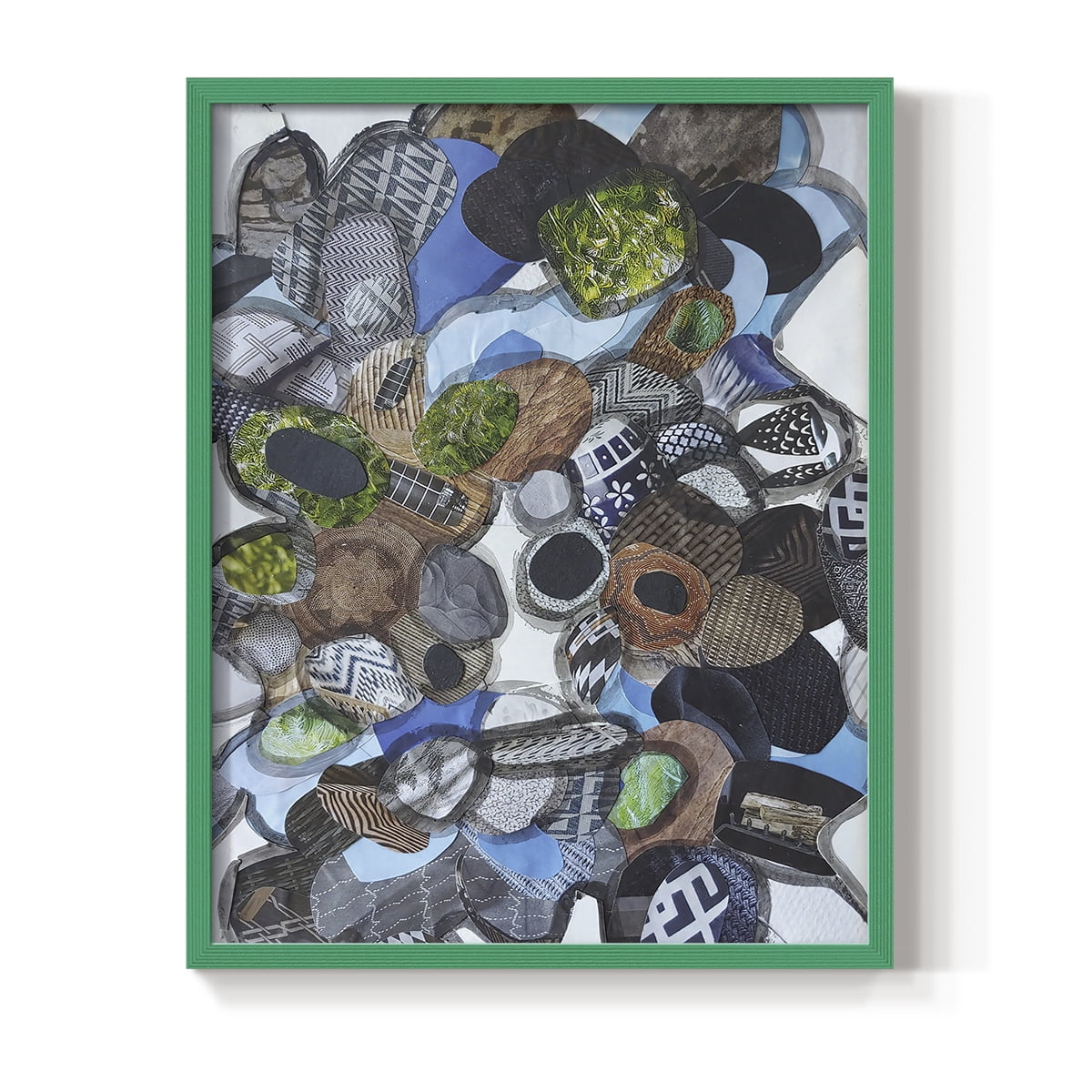 Catalina Island Blue Glass Framed Print in Green Solid Wood Framed Print No Nail Hanging