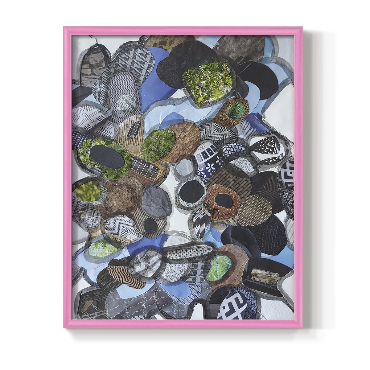 Catalina Island Blue Glass Framed Print in Pink Solid Wood Framed Print No Nail Hanging