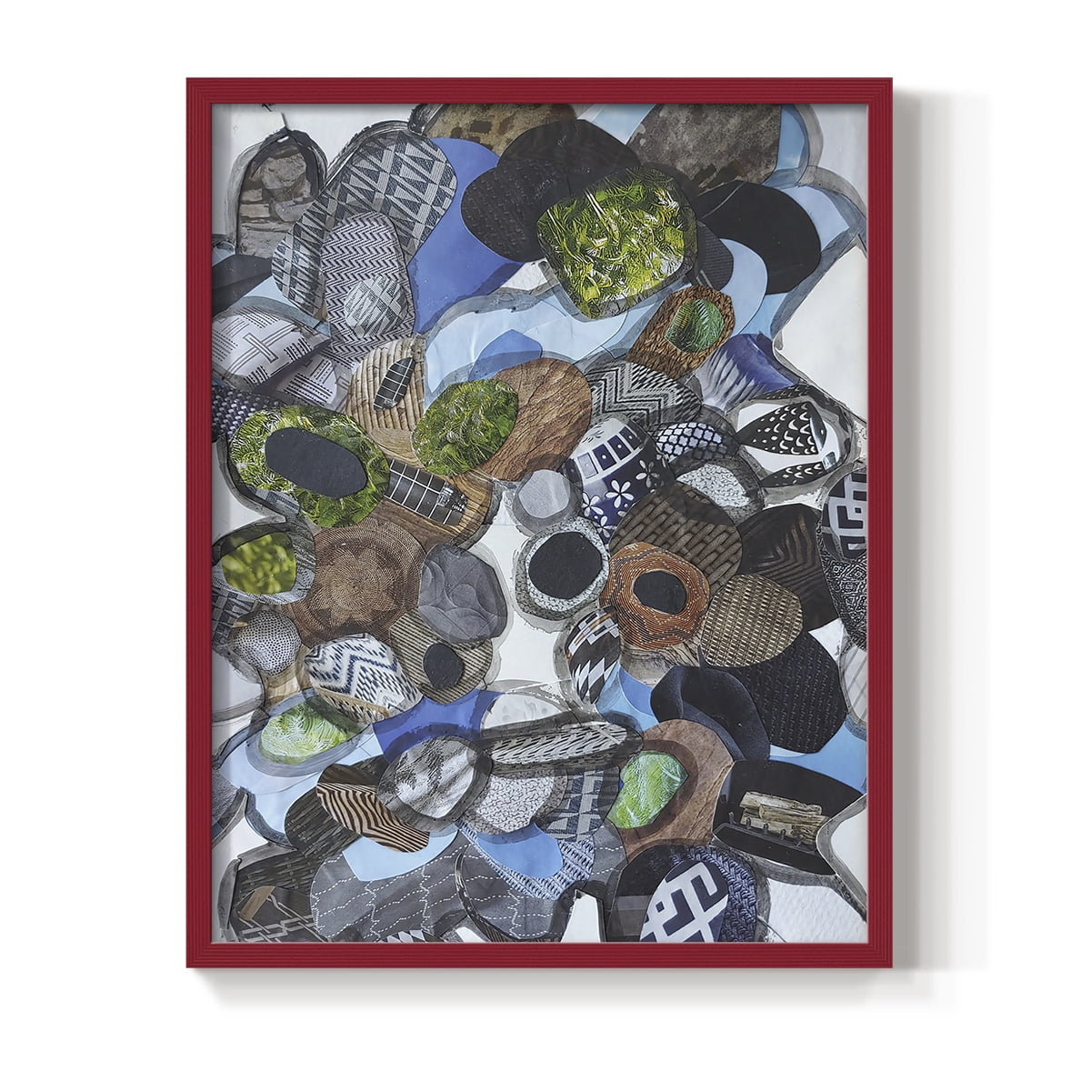 Catalina Island Blue Glass Framed Print in Red Solid Wood Framed Print No Nail Hanging