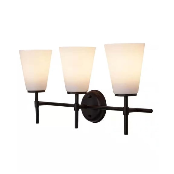 Catalina Lighting Catalina Pippa 24"W 3-Light Black Finish Vanity Light Fixture with Opal Glass Shades
