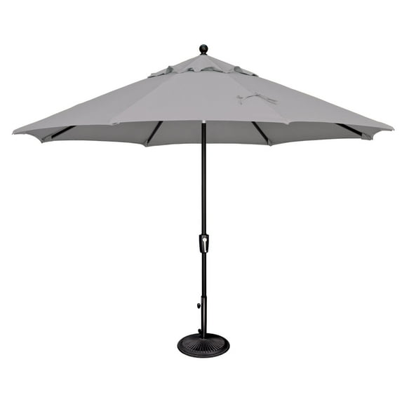 SimplyShade Outdoor Patio Market Umbrella with Black Push Button Tilt - Gray - 11'