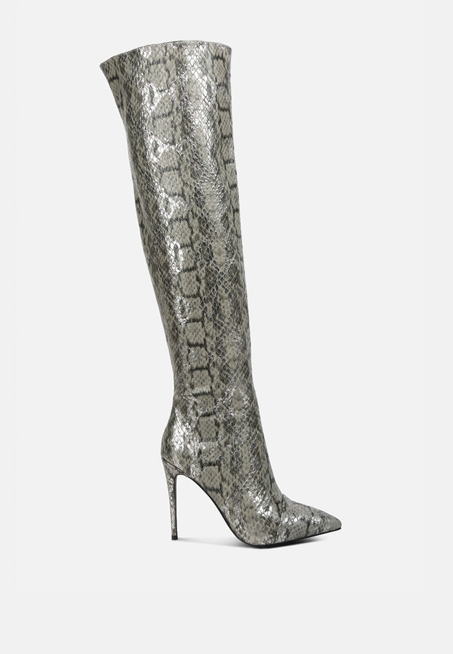 High Drama Snake Print Stiletto Long Boots