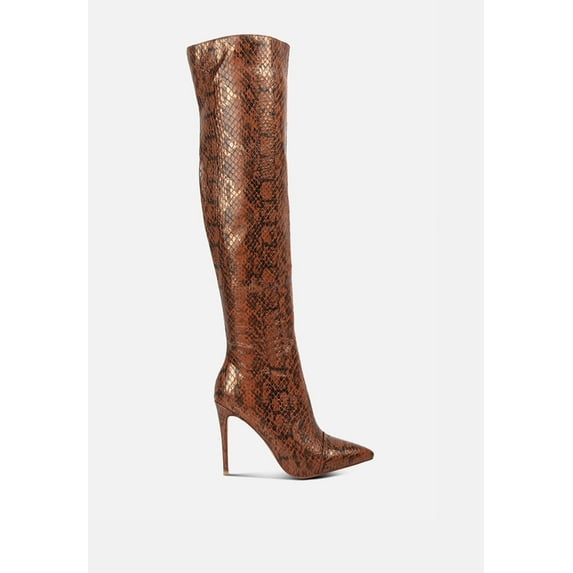 Catalina Snake Print Stiletto Knee Boots