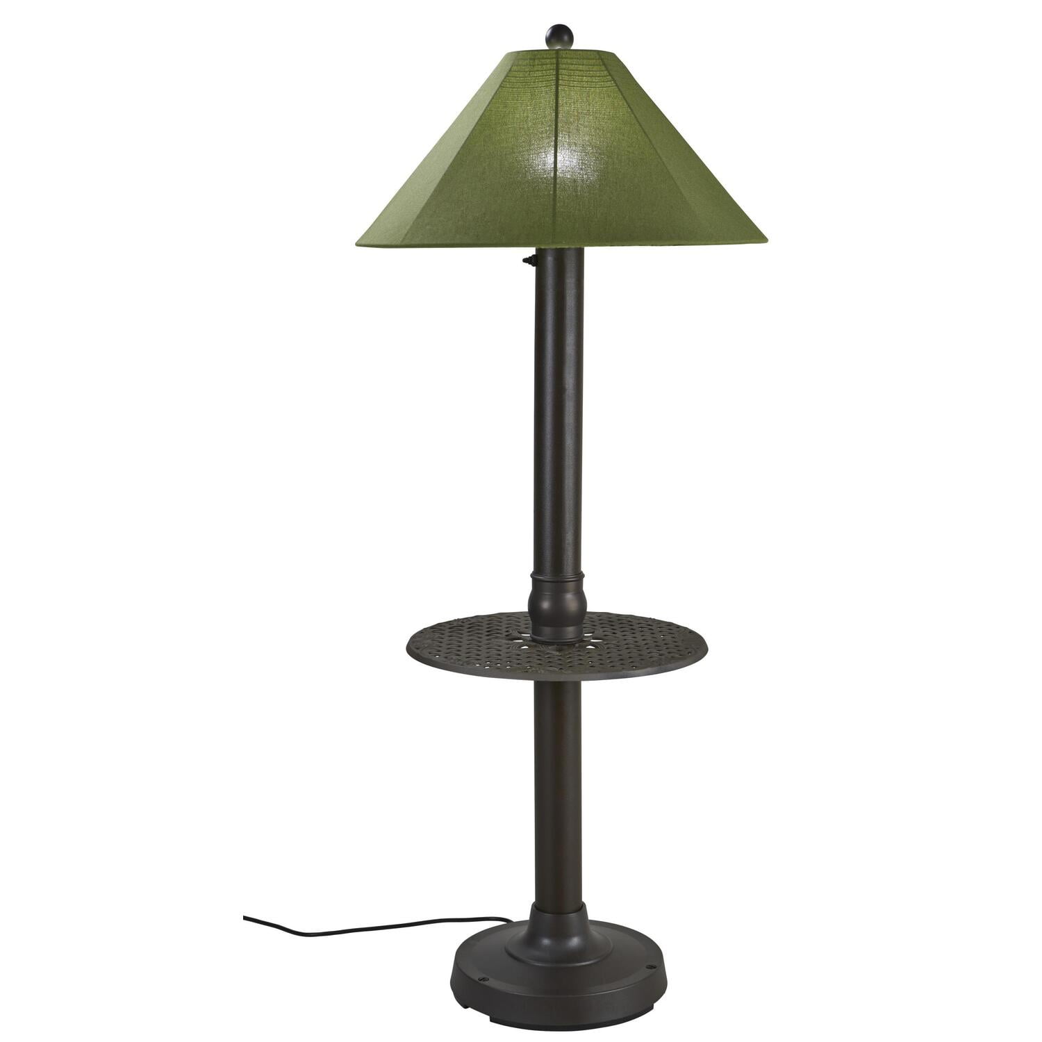 Catalina Bronze Outdoor Table Floor Lamp with Green Shade