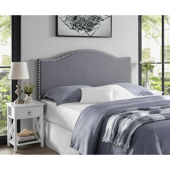 Catalina Upholstered Headboard with Nailhead Trim, Height Adjustable Headboard, Modern Head Board, Fabric Headboard Queen,Light